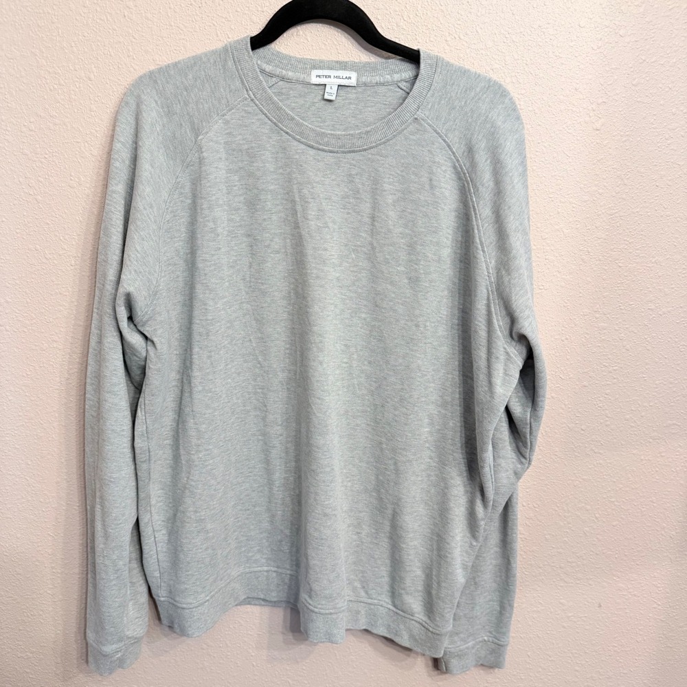 Peter Millar Mens Light Grey Cotton Modal Crewneck Sweatshirt MF24K48 Size L